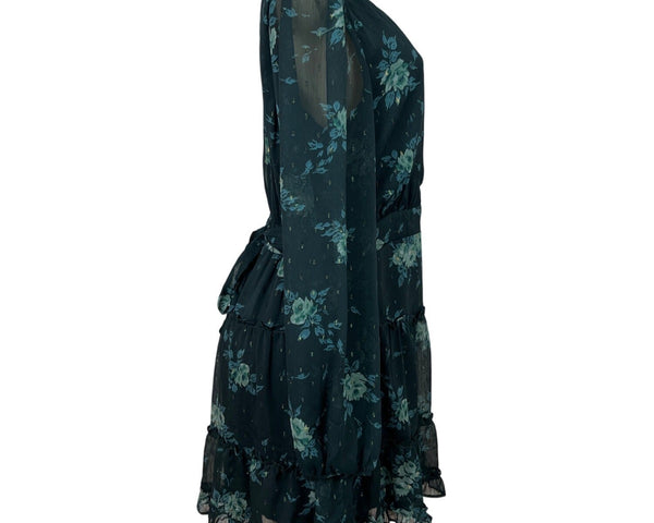 City Studio Women's Teal Blousson Mini Dress With Floral Pattern Size XL - NWT