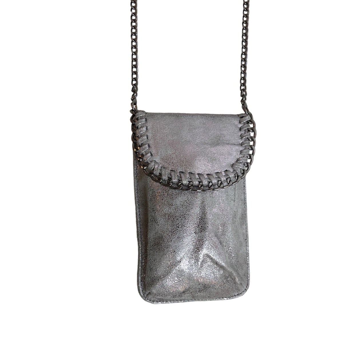 Unbranded Women's Silver Flash Metal touch Gothic Design Phone Bag Sz M