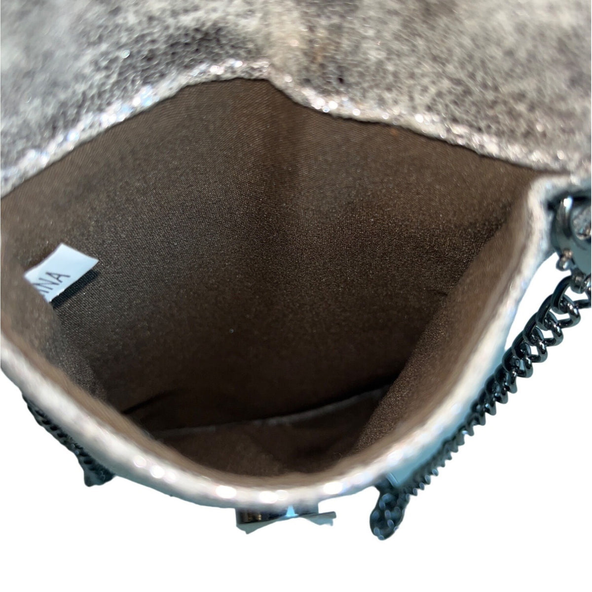 Unbranded Women's Silver Flash Metal touch Gothic Design Phone Bag Sz M