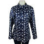 Zara Womens Navy Star Pattern Sequin Button-Up Sweater Top Size L
