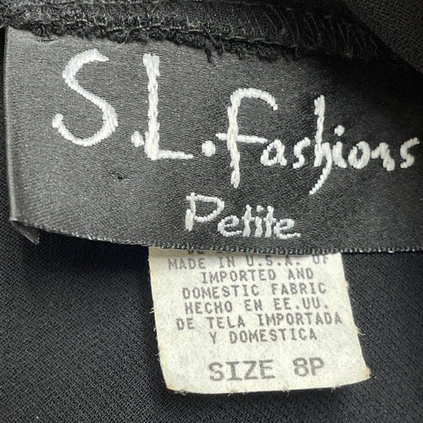 S.L. Fashions Mandarin Floral Embroidered Cheongsam Women's Black Size 8P