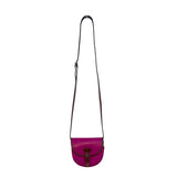 Handcrafted Fuchsia & Brown Leather Adjustable Strap Saddle Bag Sz S