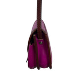 Handcrafted Fuchsia & Brown Leather Adjustable Strap Saddle Bag Sz S