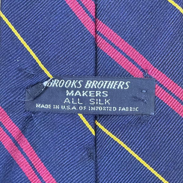 Vintage All Silk Striped Tie Red & Yellow Pattern Classic 58" Length