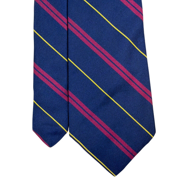 Vintage All Silk Striped Tie Red & Yellow Pattern Classic 58" Length