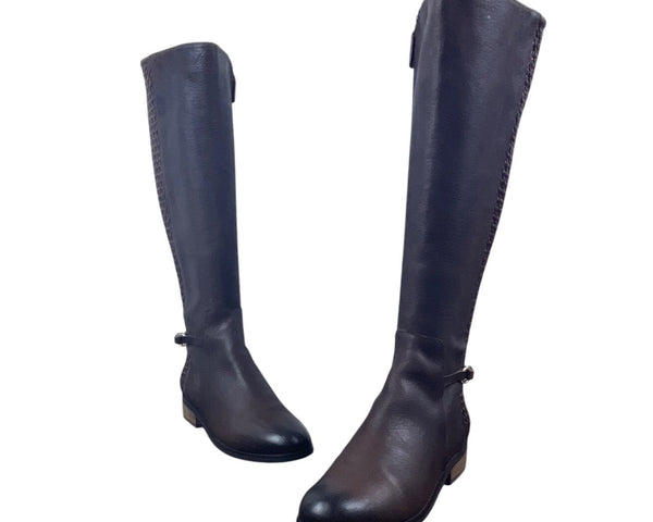 Cole Haan Women's Brown Leather Isabell Stretch Mid Calf Zip Up Boots Size 8.5B