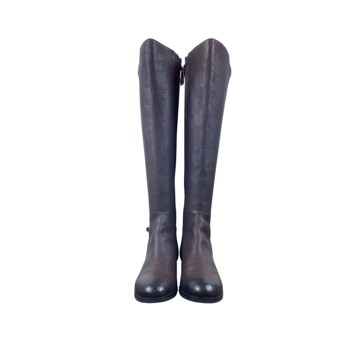 Cole Haan Women's Brown Leather Isabell Stretch Mid Calf Zip Up Boots Size 8.5B