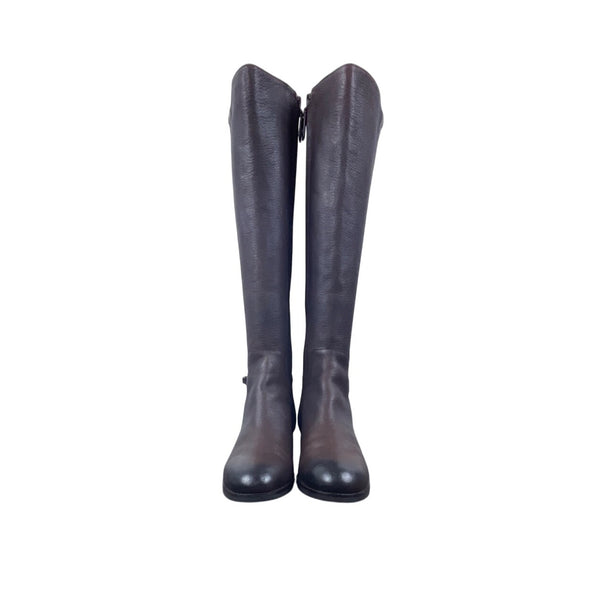 Cole Haan Women's Brown Leather Isabell Stretch Mid Calf Zip Up Boots Size 8.5B