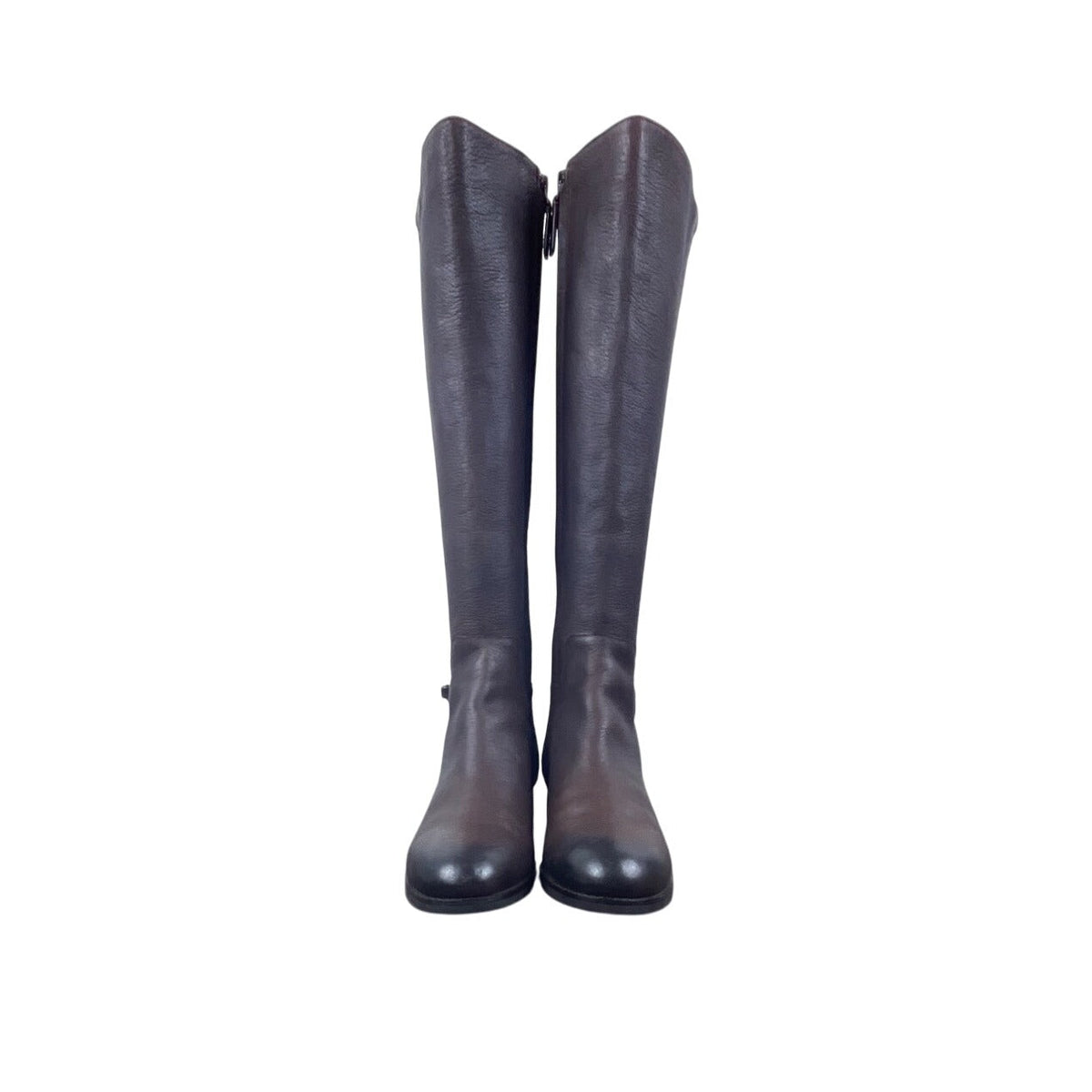 Cole Haan Women's Brown Leather Isabell Stretch Mid Calf Zip Up Boots Size 8.5B