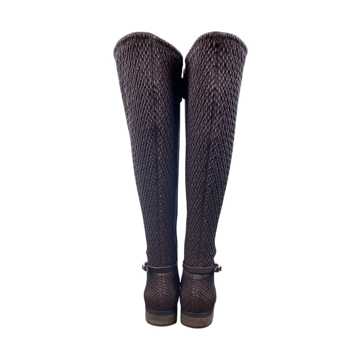 Cole Haan Women's Brown Leather Isabell Stretch Mid Calf Zip Up Boots Size 8.5B