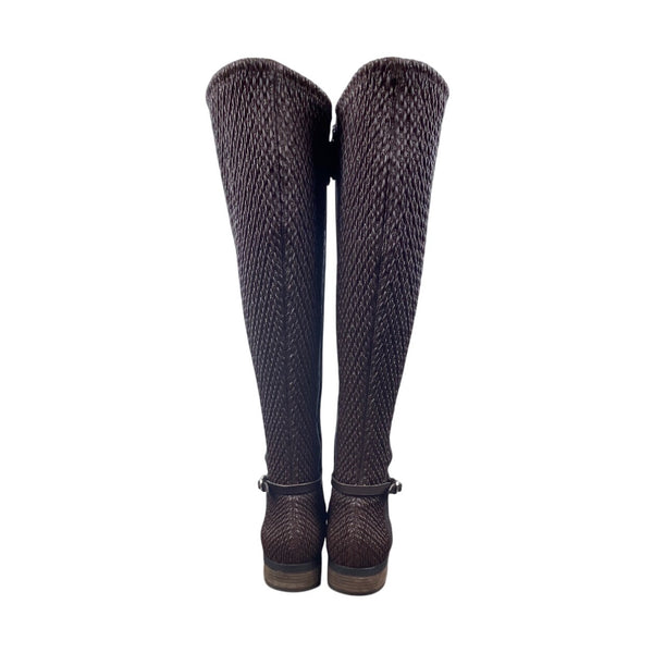 Cole Haan Women's Brown Leather Isabell Stretch Mid Calf Zip Up Boots Size 8.5B