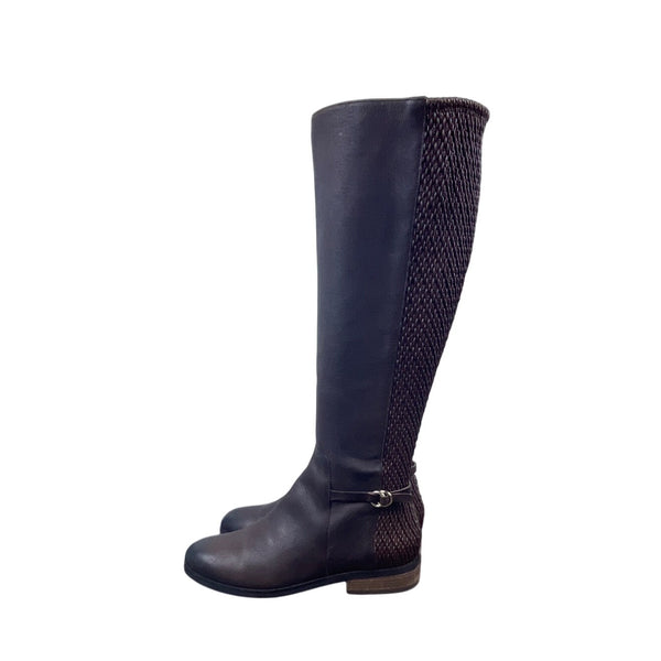 Cole Haan Women's Brown Leather Isabell Stretch Mid Calf Zip Up Boots Size 8.5B