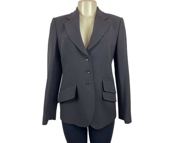 Collezioni Women's Black Button-Front Blazer Jacket Notched Lapel Sz 6