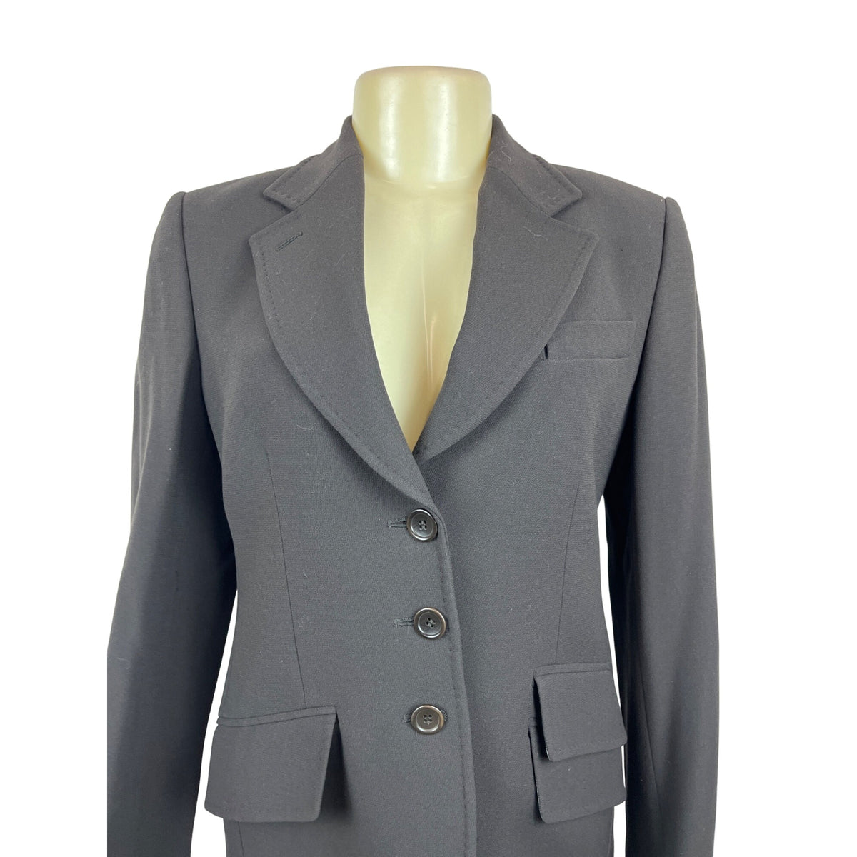 Collezioni Women's Black Button-Front Blazer Jacket Notched Lapel Sz 6