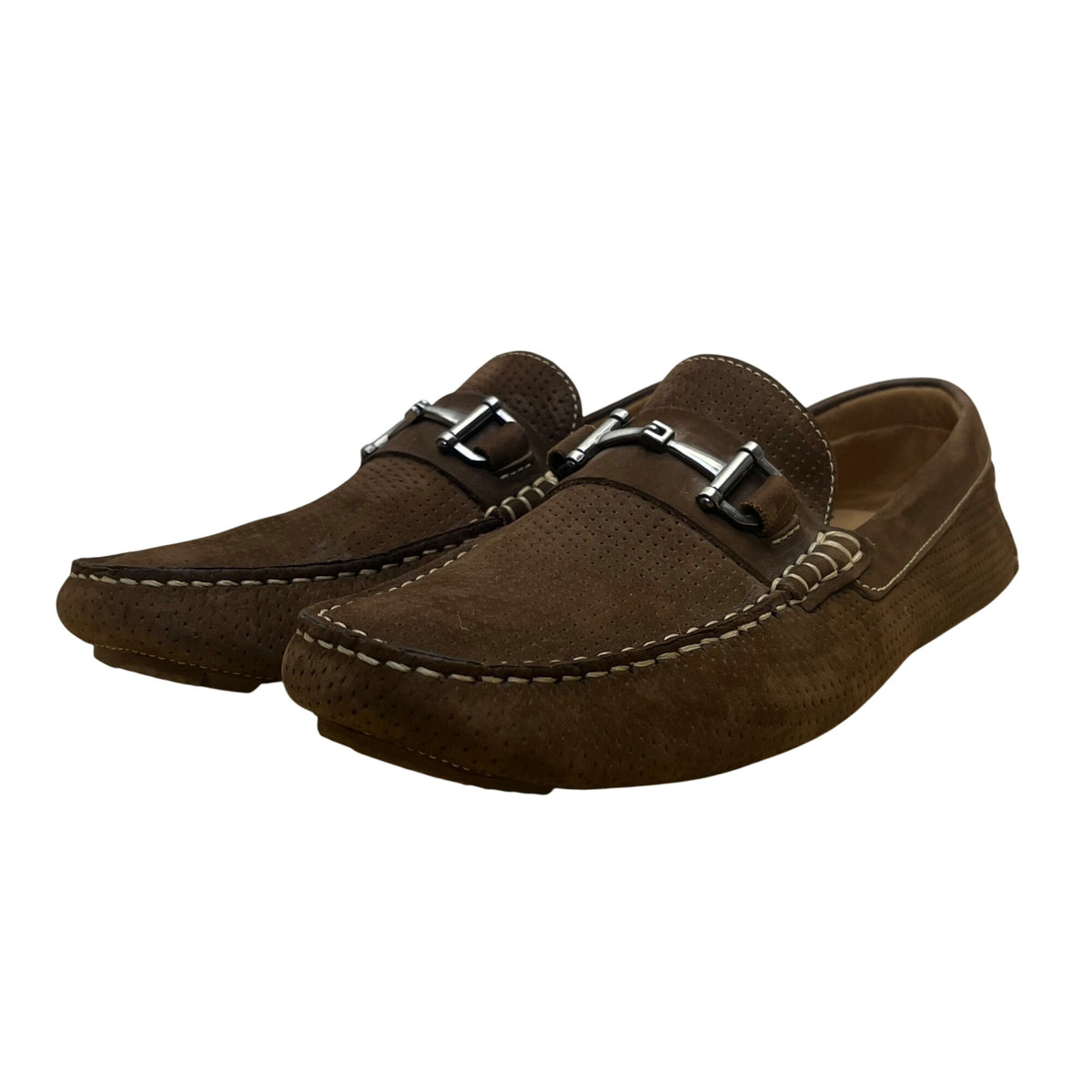1901 Men’s Brown Suede & Leather Upper Slip-On Perforated Bit Loafers Size 10M