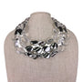 Chicos Womens Silver Tone & Clear Acrylic Statement Necklace Adjustable Size