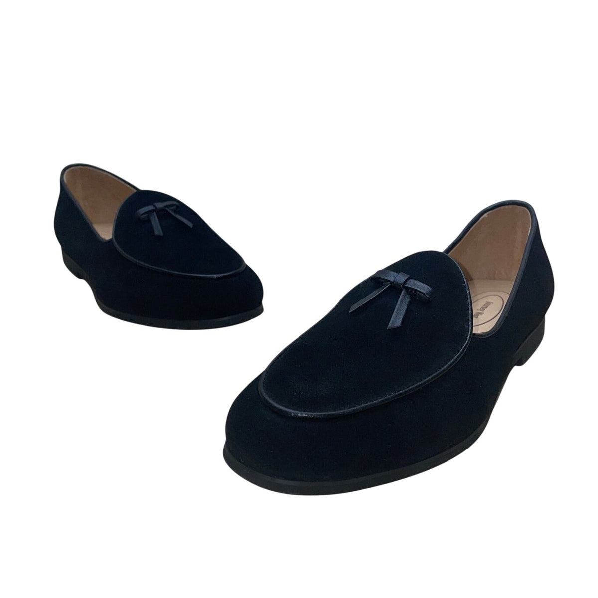 Journey West Women’s Black Suede With Bow Detail Loafers Size 7.5
