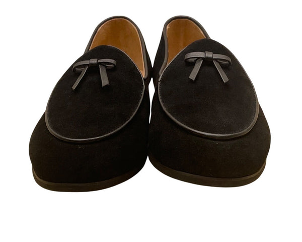 Journey West Women’s Black Suede With Bow Detail Loafers Size 7.5