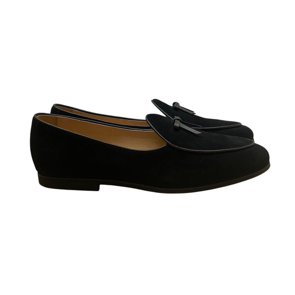 Journey West Women’s Black Suede With Bow Detail Loafers Size 7.5