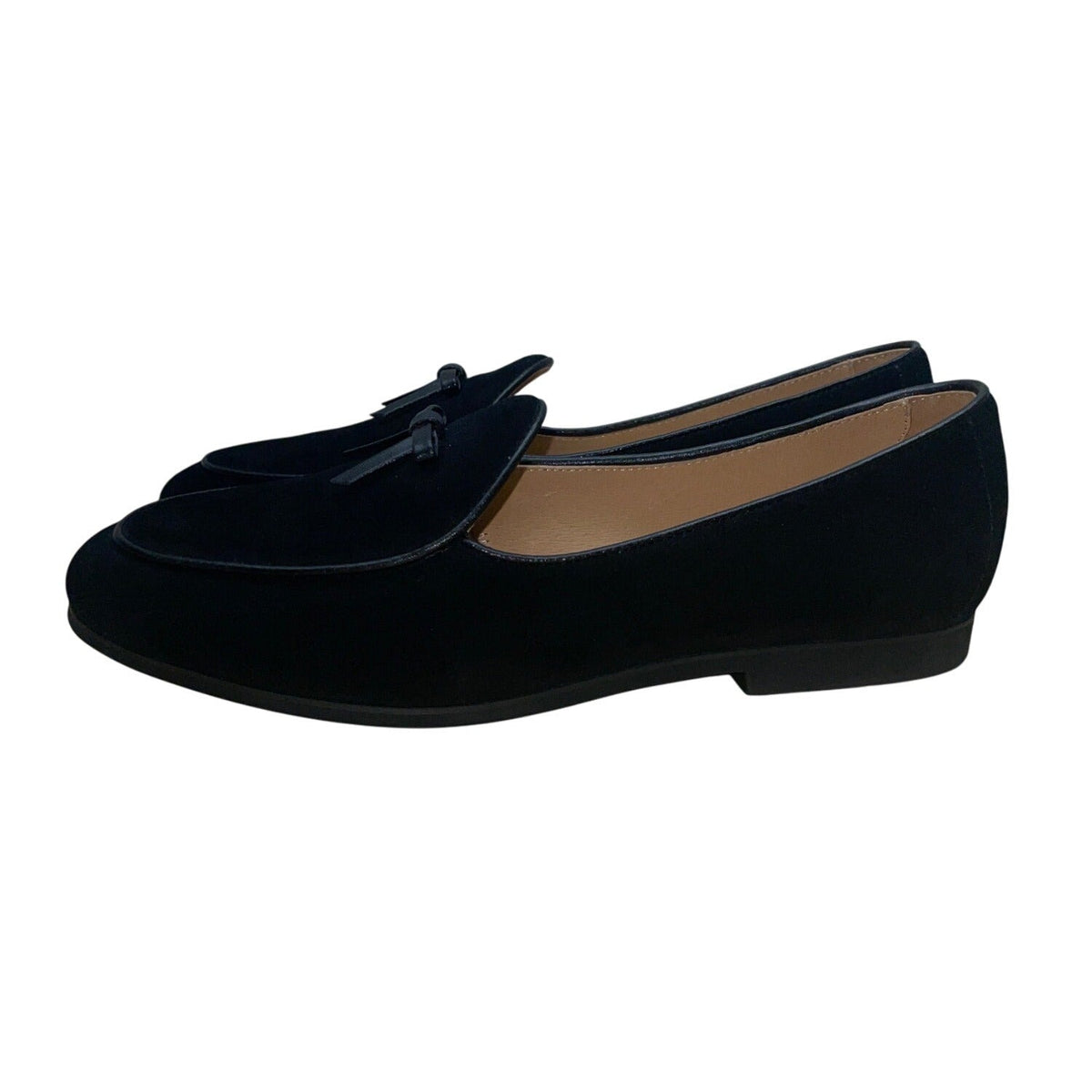 Journey West Women’s Black Suede With Bow Detail Loafers Size 7.5