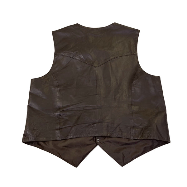 Scully Men's Brown Leather Fully Lined Western Vest With Button Front Sz XL