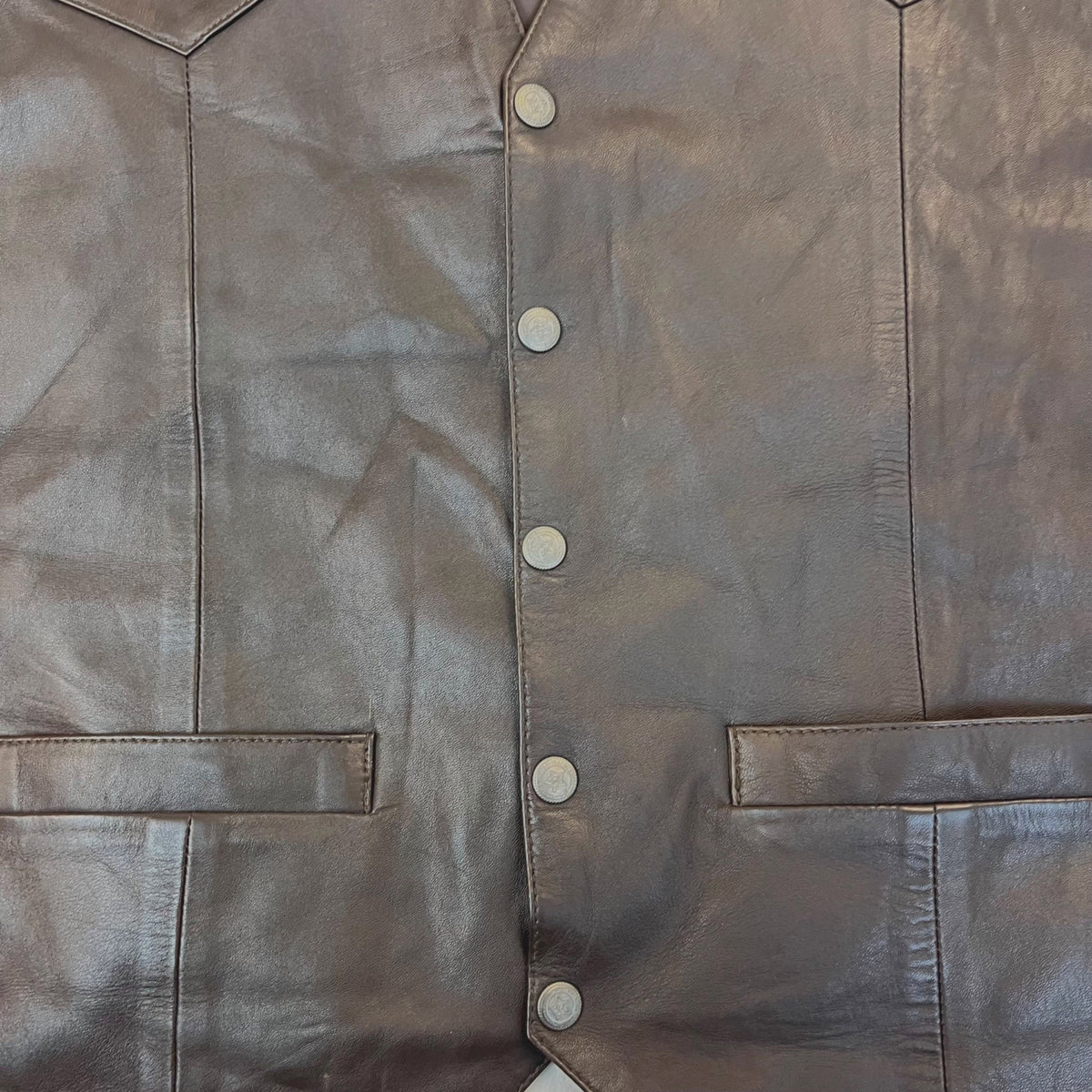Scully Men's Brown Leather Fully Lined Western Vest With Button Front Sz XL
