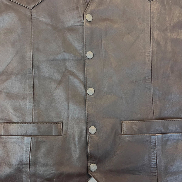 Scully Men's Brown Leather Fully Lined Western Vest With Button Front Sz XL