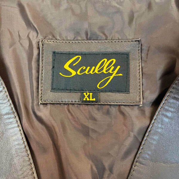 Scully Men's Brown Leather Fully Lined Western Vest With Button Front Sz XL