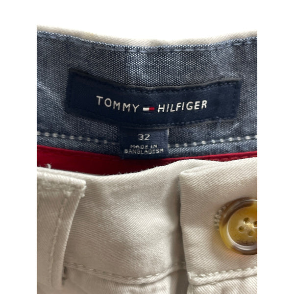 Tommy Hilfiger Mens White Cotton Casual Flat-Front Chino Shorts Size 32