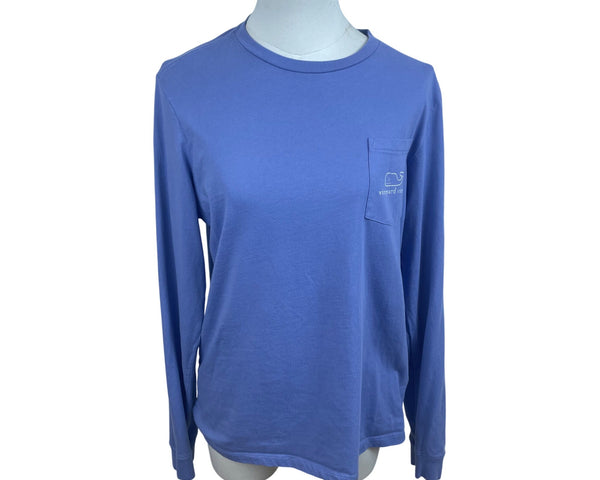 Vineyard Vines Unisex Kids Blue Whale Logo Long Sleeve Cotton T-Shirt XL