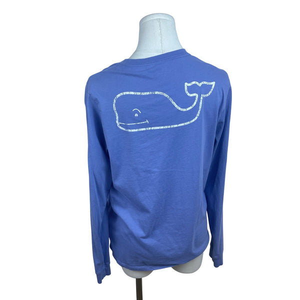 Vineyard Vines Unisex Kids Blue Whale Logo Long Sleeve Cotton T-Shirt XL