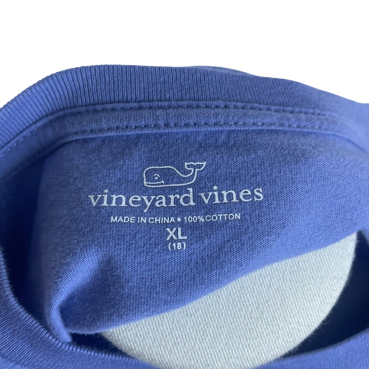 Vineyard Vines Unisex Kids Blue Whale Logo Long Sleeve Cotton T-Shirt XL