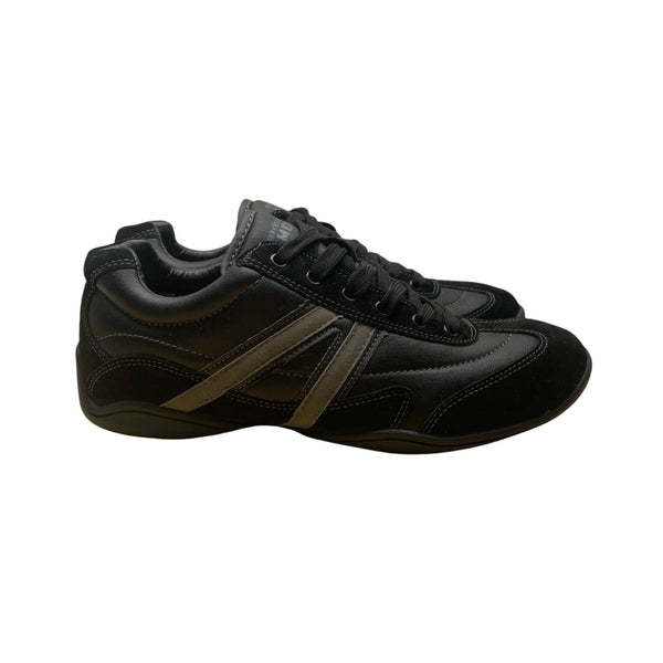 Perry Ellis America Mens Black & Grey  Leather Luke Casual Sneakers Size 8.5