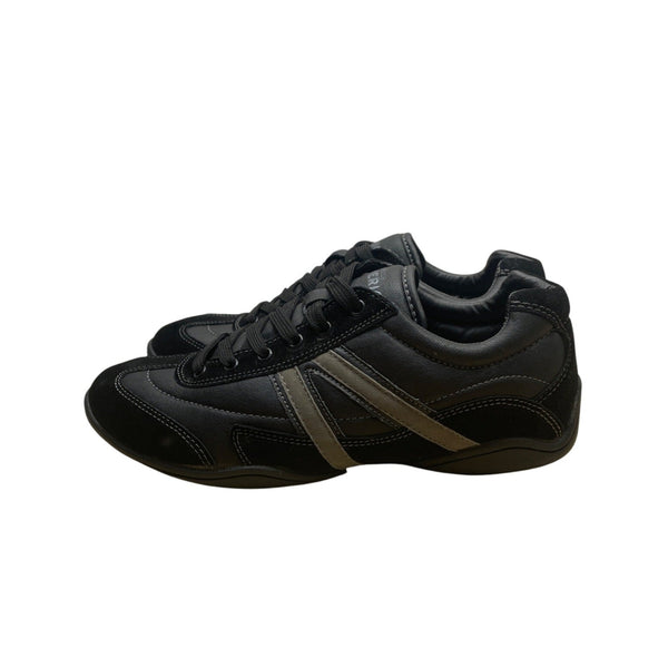Perry Ellis America Mens Black & Grey  Leather Luke Casual Sneakers Size 8.5