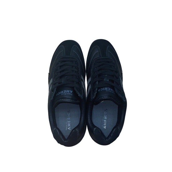 Perry Ellis America Mens Black & Grey  Leather Luke Casual Sneakers Size 8.5