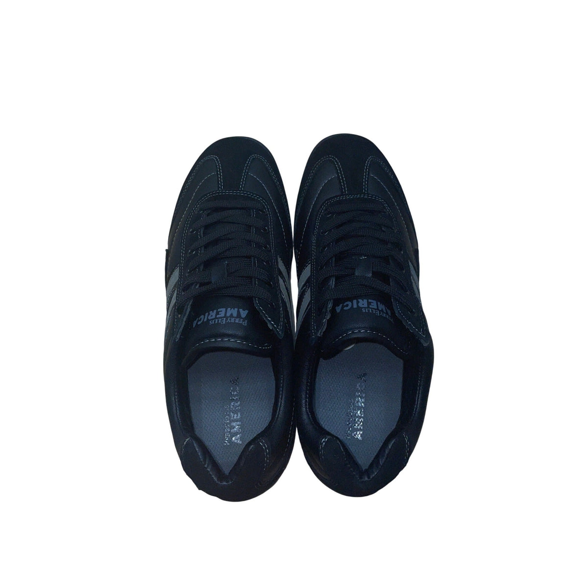 Perry Ellis America Mens Black & Grey Leather Luke Casual Sneakers Size 8.5
