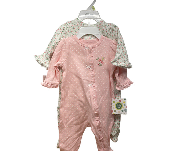 Little Me Baby Girls Pink & Floral Footie Pajamas Set 3M Cotton Soft Sleepwear
