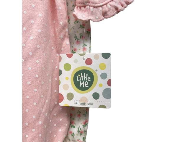 Little Me Baby Girls Pink & Floral Footie Pajamas Set 3M Cotton Soft Sleepwear