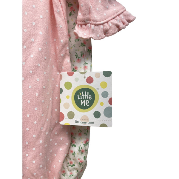 Little Me Baby Girls Pink & Floral Footie Pajamas Set 3M Cotton Soft Sleepwear