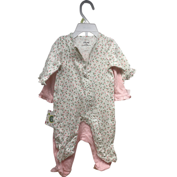 Little Me Baby Girls Pink & Floral Footie Pajamas Set 3M Cotton Soft Sleepwear