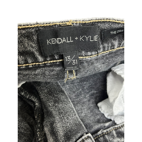 Kendall + Kylie Womens Black Denim Distressed High-Waisted Shorts Size 13 Raw Hem