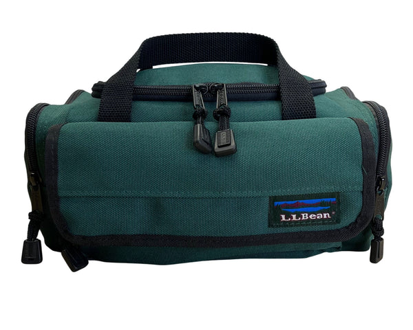 L.L. Bean Green Canvas Zippered Compartments Carry Handles AK02 Mini Duffel Bag