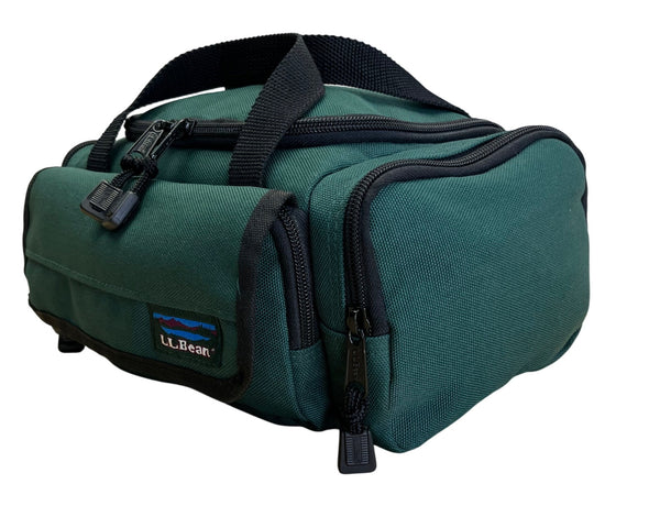L.L. Bean Green Canvas Zippered Compartments Carry Handles AK02 Mini Duffel Bag