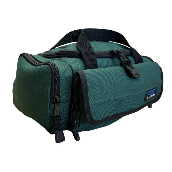 L.L. Bean Green Canvas Zippered Compartments Carry Handles AK02 Mini Duffel Bag