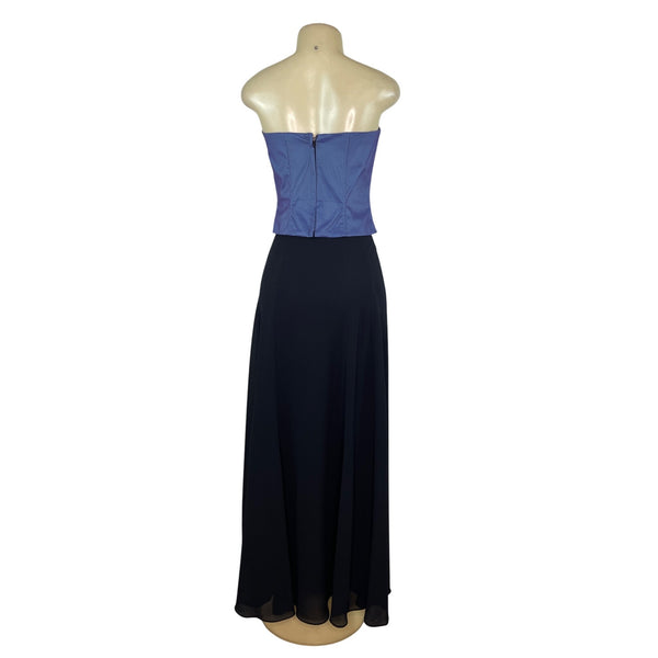 Jessica McClintock Womens Strapless Purple Top Sz 8 & Black Maxi Skirt Set Sz 6