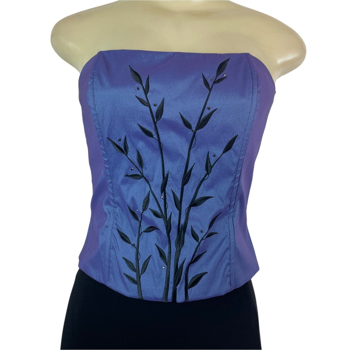 Jessica McClintock Womens Strapless Purple Top Sz 8 & Black Maxi Skirt Set Sz 6
