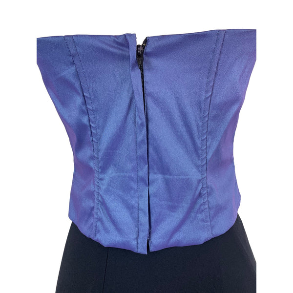 Jessica McClintock Womens Strapless Purple Top Sz 8 & Black Maxi Skirt Set Sz 6