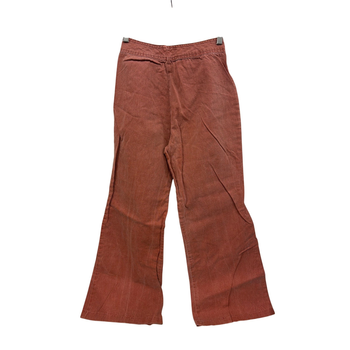 Rust Red Flared High-Waisted Denim Pants Womens 70s-Inspired Retro Style