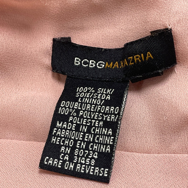 BCBG Maxazria Pink Women’s Halter Neck Embroidered Floral Dress Layered Size 2
