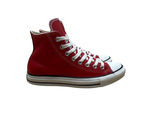 Converse Red Leather Chuck Taylor All Star High-Top Sneakers Unisex Size 7M/9W